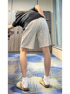 ZHUOCAN | American Style Dyed Checkered Thin Summer Ice Silk Quick-Dry Shorts Pants