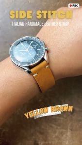 สายนาฬิกา สายหนังวัวแท้ overwrist side stitch dark blue italian handmade leather strap