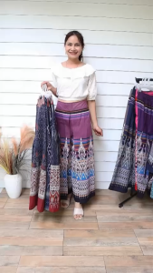 11E-02 กางเกงผ้าไทย ทรงแพนเค้ก เอว28-46 นิ้ว กางเกงผ้าฝ้ายพิมพ์ลาย กางเกงแพนเค้ก มีกระเป๋าซ่อน