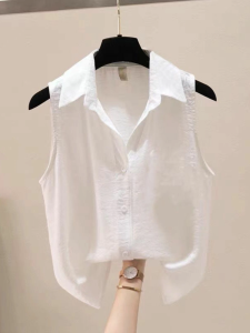 NUANKONG | Stylish Slim Fit Sleeveless Straight Chiffon Blouse