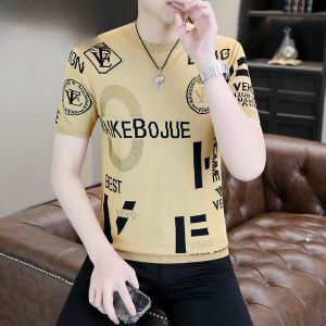 HENGYUANXIANG | Hengyuanxiang Summer Thin Ice Silk Short Sleeve T-Shirt Mens 2025 New Round Neck Heat Resistant Dads Knitted Body Shirt