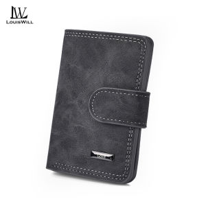 LouisWill Mens Wallet Simple Short Soft PU Business Wallet Multi-Card Position Holder Long Travel Purses Coin Pouch ID Credit Cards Holders