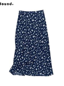 ฤดูร้อน Retro French Floral Half กระโปรง สูง เอว ทรงเอ ยาว เดรส ผู้หญิง โพลีเอสเตอร์ ผ้าชีฟอง กระโปรง ลายดอก งานเลี้ยงวันเกิด