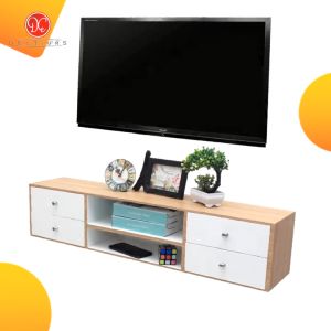 Rak TV Dinding 4 Laci Minimalis / Meja TV Tempel Dinding Aesthetic 100x20 cm