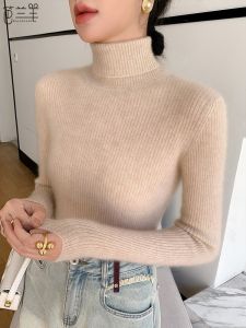 สูง ปกเสื้อ สลิมฟิต ถัก เสื้อสเวตเตอร์ สําหรับผู้หญิง ฤดูใบไม้ร่วง ฤดูหนาว สวมใส่ด้านใน อุ่น ทันสมัย เสื้อชั้นในลดอายุ รัดรูป Top