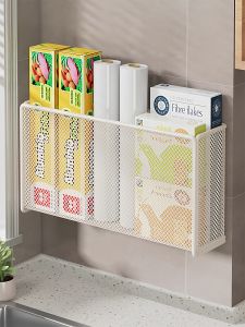 BlueYear No-Drill Wall-Mounted Storage Rack Iron Material Kitchen Bathroom Organizer for Tissues Snacks Condiments Iron Frame