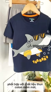 [11 đến 38kg] Đồ bộ bé trai size đại cotton mặc mát T308