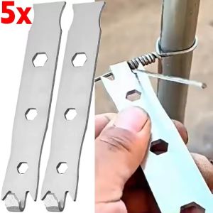 5Pcs Multi-functional Steel Wire Twisting Device Heavy Duty Fence Wire Twisting Fastener Tools T Post Clips Garden Binding Wire