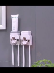 Dispenser Pasta Gigi Otomatis + Holder Sikat Gigi Wall Mounted