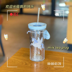 Starbuck Official Store Starbuck Cup 2022 Summer Contigo Amusement Park Merry-go-round Double Plastic Straw Cup Drinking Cup Starbuck Tumbler Starbuck Cup