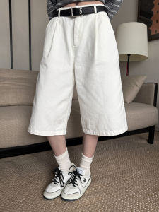 Quần Ống Rộng Thoải Mái SuperNiniyy Tea Ginger Micro Wash Casual Loose Workwear Seven-Foot Pants for Women Cotton High Waist