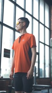 AONIJIE FM5158 Man Sports Quick Drying T-shirt Running Crewneck Zipper Short Sleeves Breathable Tops For Fitness Cycling