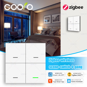 Tuya ZigBee Wireless 4 Gang Scene Switch Push Button Lighting Control Switch Smart Life App Home Automation Scenario Switch