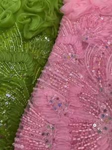 5 Yards African Lace Fabric Sequins Beaded Embroidery Groom Nigerian Bridal High Quality French Tulle Lace Fabric For Wedding
