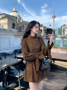 Retro Suede Short Coat Jacket Womens Casual Loose British Style Spring Autumn New Style Slimming Outerwear Korean Version