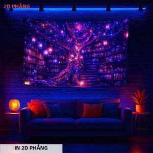 Tấm Thảm Treo Tường Hình Cây Phép Thuật VIKAMA - Vải Polyester Treo Tường Cho Phòng Ngủ Ký Túc Xá Phòng Khách Thiết Kế Hình Đèn Lồng Ma Quái Phong Cách Gothic Mềm Mại Ấm Cúng