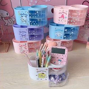 Drawer Organizer Storage Box Cute Kuromi Melody Sticker Pen Holder School Stationery For Kids