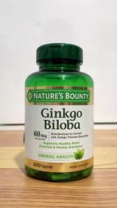 Viên uống hỗ trợ não Ginkgo Biloba 60mg Nature’s Bounty hũ 200 viên [Hàng Mỹ]
