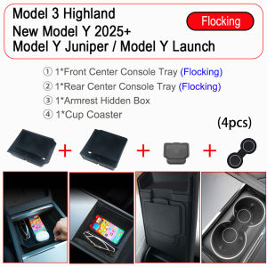 For Tesla New Model Y Juniper Launch 2025 Model 3 Highland Storage Box Organizer Center Console Trays Drawer Armrest Accessories