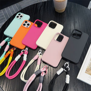 ⚡ส่งจากไทย⚡เคสโทรศัพท์ For iPhone 11 17 13 12 14 15 Pro Max 16 Pro Max Plus XR XS Max 17 Air มาการอง เรียบง่าย สีทึบ ซิลิโคนอ่อนนุ่ม เคสกันกระแทก สายคล้องโทรศัพท์