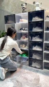 กล่องใส่รองเท้างาน Hi End ฝาหน้าแม่เหล็ก สามารถใส่รองเท้า หรือของอเนกประสงค์ได้ (ไซส์ใหญ่เวอร์)