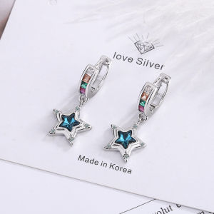 Elegant Glitter Star Cut Diamond Drop Earrings Eternity Big Zirconia Dangle Earrings for Women Girls