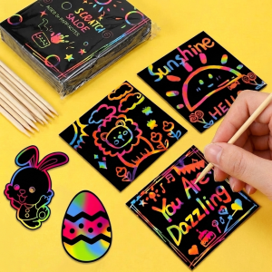 Rainbow Scratch Paper Art Crafts Back to School Supplies Easter Basket Stuffers Teens Kids Children Girls Easter Gifts Classroom