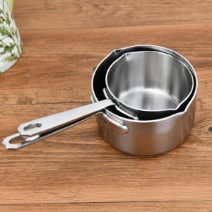 Mini 304 Stainless Steel Baby Food Pot Butter Baking Oil Dipping Pot Small Kitchen Cooking Utensils 10cm Diameter
