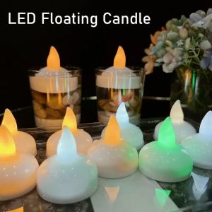 3pcs LED Floating Candle Waterproof Battery Operated Flameless Flickering Tealights Pool Bathtub Christmas Wedding Party Dinner Decor