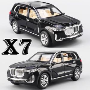 1:32 Scale X7 X5 Toy Car Models Alloy Diecast Miniature Models Sound Light Doors Opened Pull Back Ornament Vehicles Child Gifts