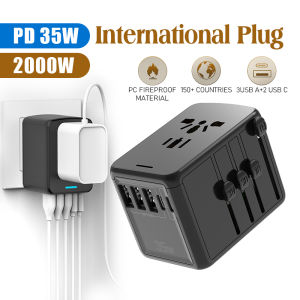 International Power Adapter Travel Plug Adapter Wall Charger with High Speed 3 USB and Type-C for UKUSAUEurope 全球国际插头