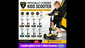 MAMAX【SG Ready Stock】Officially Licensed Lamborghini Kids Scooter with Removable Seat★3-Wheel✅Foldable✅Adjustable Height✅Light-Up PU Wheels✅