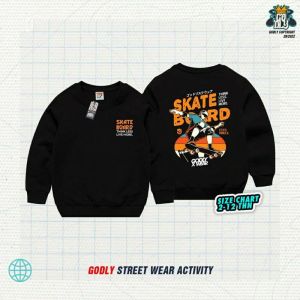 Sweater Crew neck Anak Laki-laki Usia 1-12 Tahun Motif Karakter Depan Belakang