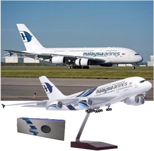 Mô Hình Máy Bay A380 47CM Diecast Malaysia Air Chất Liệu Nhựa Resin Có Đèn Và Bánh Xe Đồ Chơi Trưng Bày Quà Tặng Dành Cho Độ Tuổi Từ 14 Trở Lên