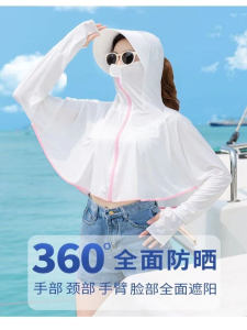 Summer Ice Silk UV Protection Clothing Womens Breathable Light Weight Cycling Outdoor Hat Sunscreen Suit Thin Model Sensation