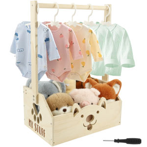 Wood Storage Crate Baby Shower Clothing Basket Toys Organizer Box Children Portable Long Handle Boys Girls Gift Basket