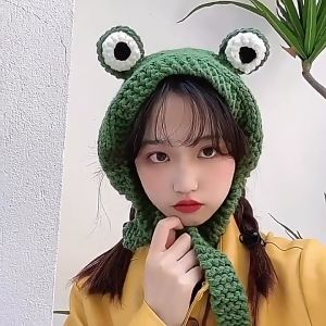NEWTAP 1pc Hat Women Frog Hat Crochet Knitted Hat Beanie Hats Cap Girls Fun Headdress Photography Prop Party Baby Anime Hat