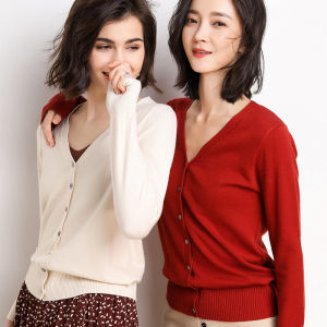 Áo Len Cardigan Dệt Kim Cổ Chữ V Màu Trơn Ngắn Thời Trang Xuân 2025 Cho Nữ Chất Liệu Polyester Thường Ngày