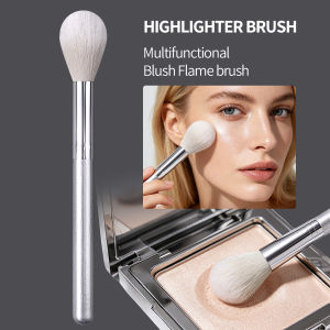 1 CÁI Bàn Chải Đánh Highlight Cán Bạc Sáng Bóng Dụng Cụ Trang Điểm Tóc Trắng Mềm Mại Mịn Màng Để Đánh Má Hồng & Tạo Điểm Nhấn