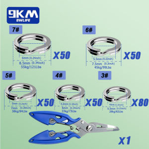 9KM DWLIFE | 9KM Fishing Split Rings with Plier Kit 260-280pcs Fishing Ring Lure Connector Stainless Steel Split Ring Saltwater Freshwater