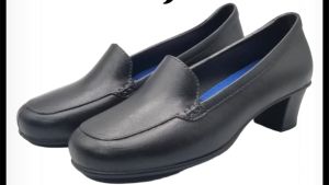 Mainewood Margaret Nova Ladies waterproof 1 inch wedge heels casual black shoes