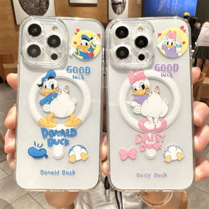 Magnetic Absorption Duck Couple Creative Phone Case for  16Promax 17Pro New Model 15 Cute Donald Duck 12 Cartoon Design 11 Wireless Charging