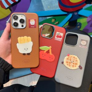 MrHaHa Jelly Cat Doll Leather Case For Infinix Hot 8 9 30i 30Play 40Pro 50 5G Smart 5 6 8 9 Cartoon Cute 3D Cake Colorful Simple Retro Style Leather Case Shockproof Phone Cases