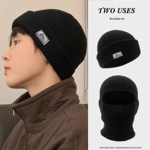 Winter Mens Hats Knitted Wool Hat Windproof and Cold Resistant Head Cover Mask Warm and Cold Caps Outdoor Balaclava Warm Hat