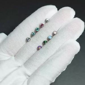 1PC Titanium Zircon Internal Thread Floating Belly Button Rings Fashion Flat Opal Labret/Eyebrow Piercing Jewelry For Women Man