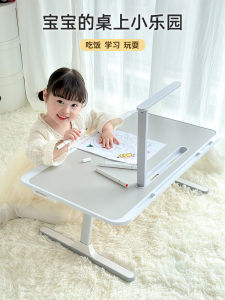 Foldable Bedside Small Table Childrens Study Desk with Lamp Notebook Stand Computer Desk Bedroom Office Reading Illustration Table Student Dormitory Writing Assignment Book Table