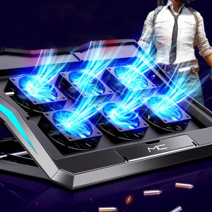 MC Gaming Laptop Cooler Six Fan/Two FAN Led Screen Two USB Port RGB Lighting Laptop Cooling Pad Notebook Stand for Laptop 12-17 Inch Adjustable Heatsinks