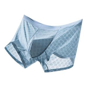 Miiow | Ice Silk Boxer Briefs For Men Breathable Seamless Youth Style Mid Waist Flat Angle Shorts Antibacterial Nylon Fabric Pure Color