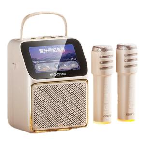 Bluetooth Speaker Karaoke Microphone Set with Display Screen Home KTV Kit Family Singing Machine Neodymium Magnet Subwoofer