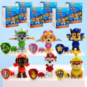 Paw Patrol Doll Cartoon Knapsack Cross Dressing Building Blocks Toys Anime Figures Chase Skye Patrulla Canina Childrens Gifts